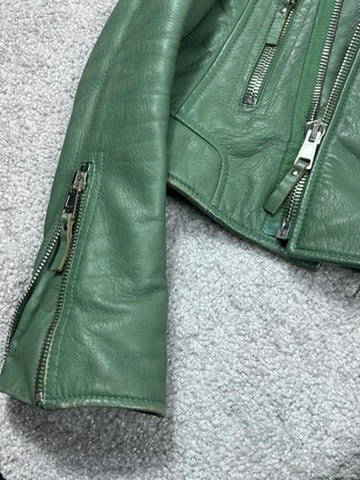 Balenciaga Green Leather Biker Jacket