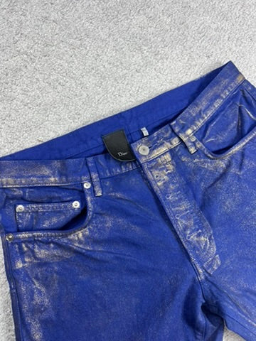 SS09 DIOR HOMME “PLANISPHERE” Luster Gold Waxed Jeans