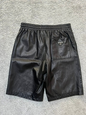 Prada Nappa Leather Bermuda Black Shorts Size 46