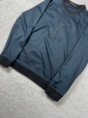 Louis Vuitton LV Embroidered Logo Blue Swetshirt Size L
