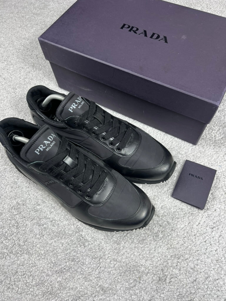Prada Leather Nylon Black Men’s Trainers Size 10