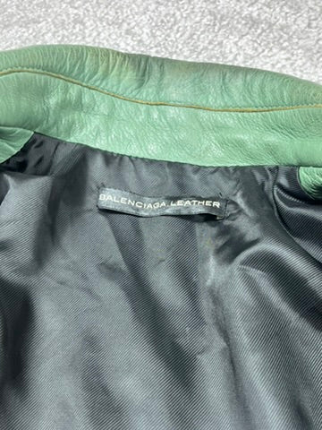 Balenciaga Green Leather Biker Jacket