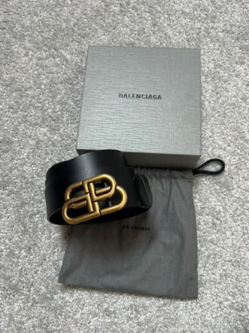 Balenciaga BB Gold Buckle Leather Belt