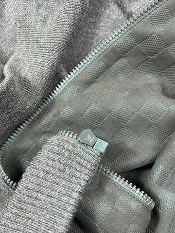 Louis Vuitton Brown Damier Signature Zip Up Cardigan Sweater