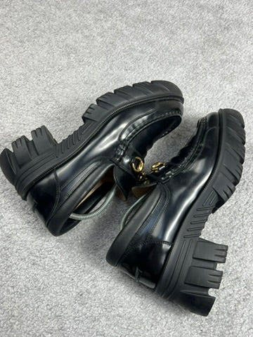 Gucci Horsebit Platform Lug Sole Black Leather Loafers