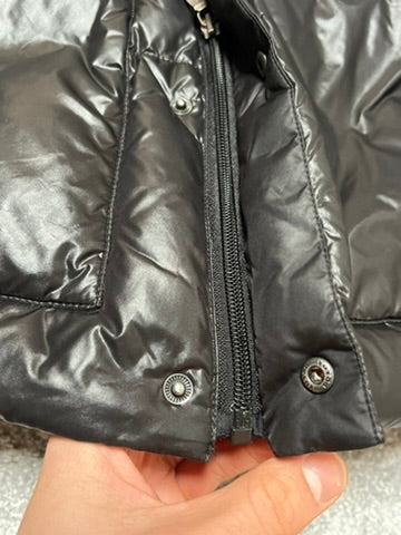 Prada Black Shiny Triangle Logo Down Jacket Size M
