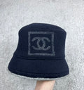 Chanel Blue Wool/Cotton CC Logo Bucket Hat