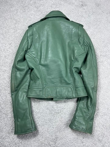 Balenciaga Green Leather Biker Jacket