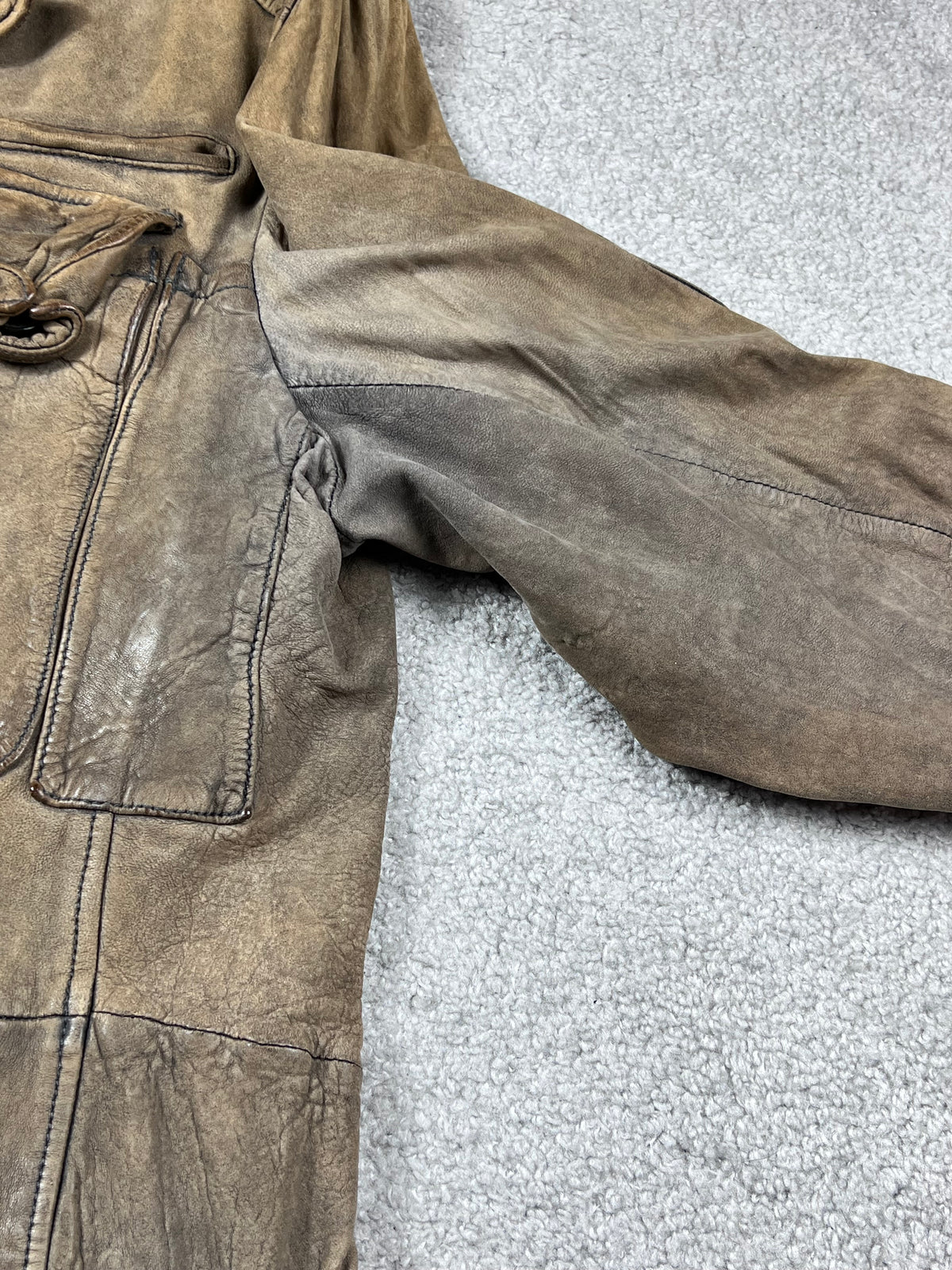 Dolce & Gabbana Cargo Leather Brown Coat Multipocket Size M