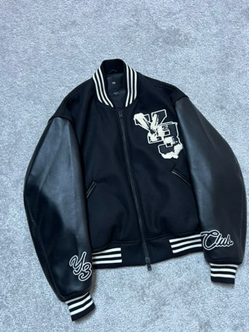 Y-3 Club Vegan Leather Wool Bomber Jacket