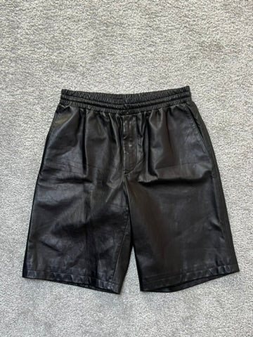 Prada Nappa Leather Bermuda Black Shorts Size 46