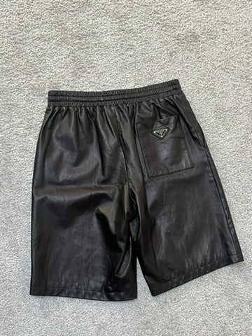 Prada Nappa Leather Bermuda Black Shorts Size 46
