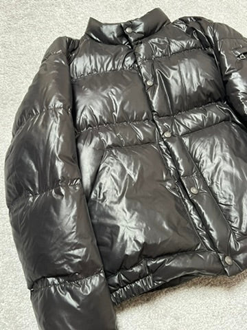 Prada Black Shiny Triangle Logo Down Jacket Size M