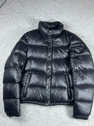 Prada Black Shiny Triangle Down Puffer Jacket Size M