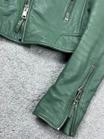 Balenciaga Green Leather Biker Jacket