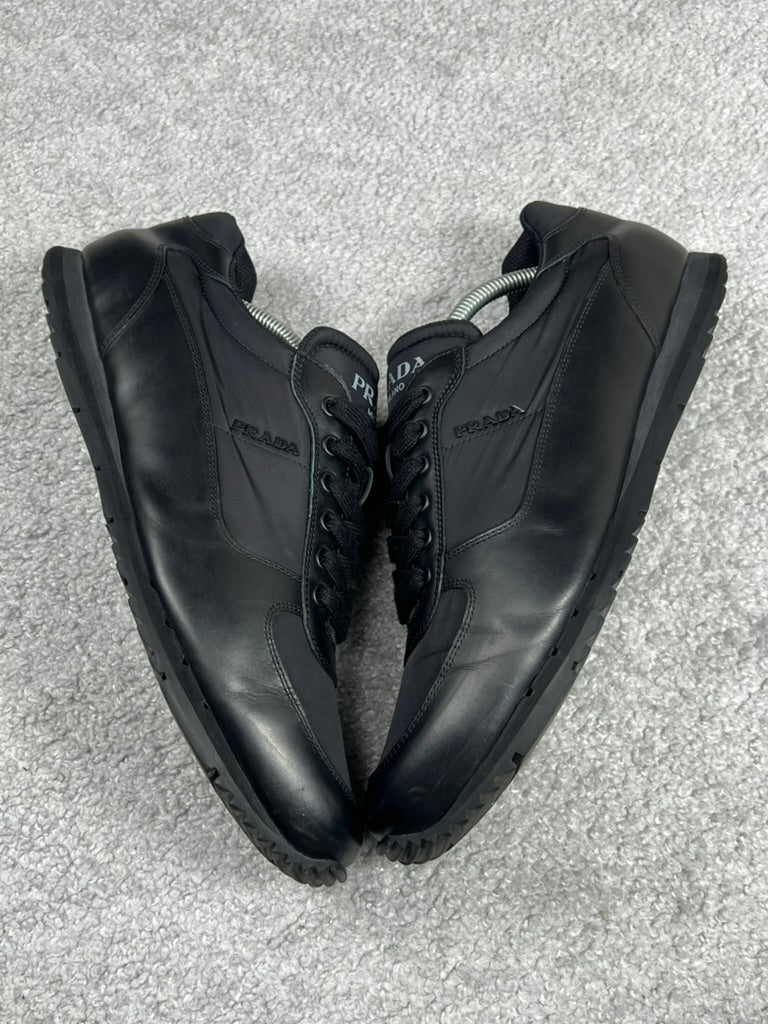 Prada Leather Nylon Black Men’s Trainers Size 10