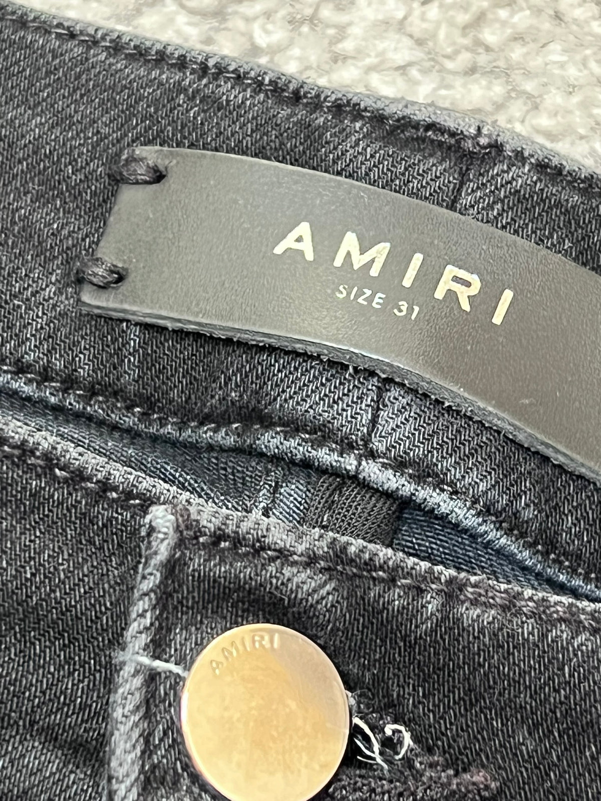 Amiri MX-1 Black Skinny Jeans With Leather Patches Size 31