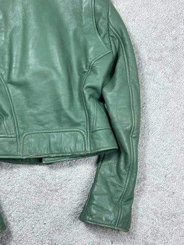Balenciaga Green Leather Biker Jacket