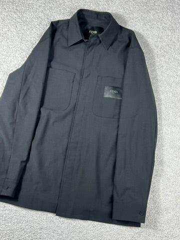2023 Fendi Logo Patch Black Overshirt