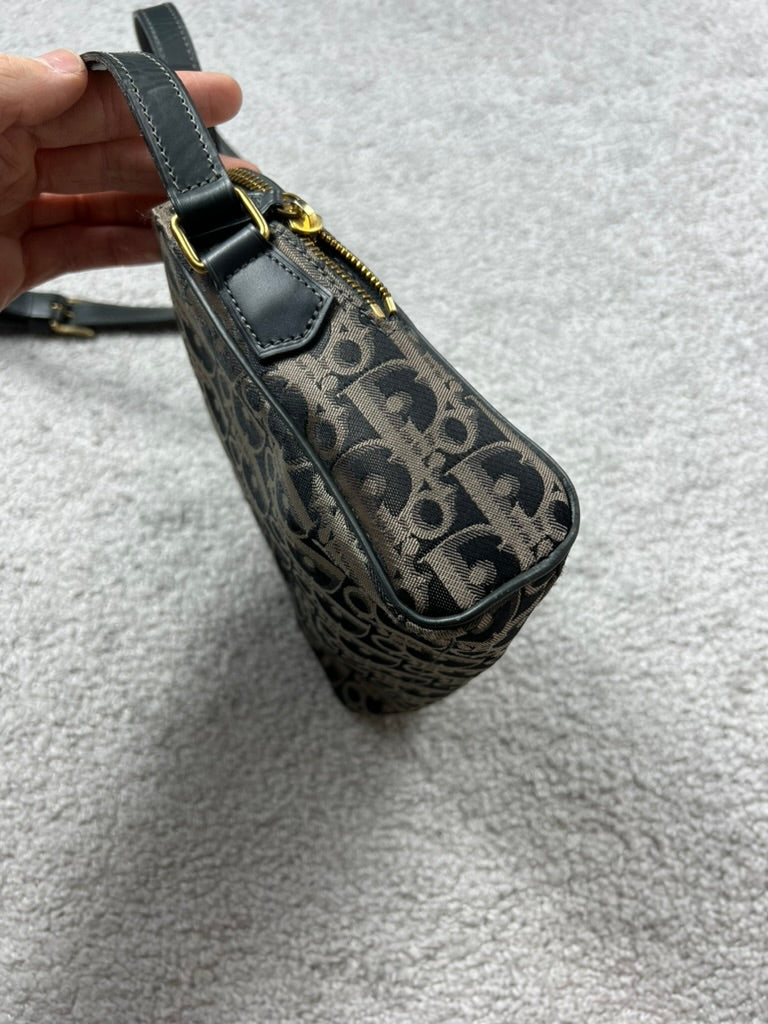 Christian Dior Black Gold Monogram Trotter Canvas Bag