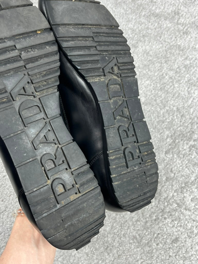 Prada Leather Nylon Black Men’s Trainers Size 10