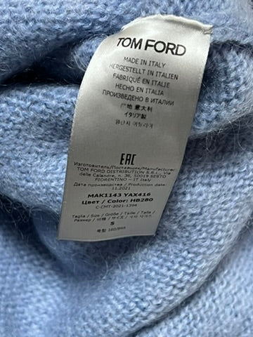 Tom Ford Blue V-Neck Mohair Wool Sweater Size S