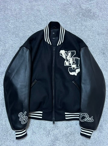 Y-3 Club Vegan Leather Wool Bomber Jacket