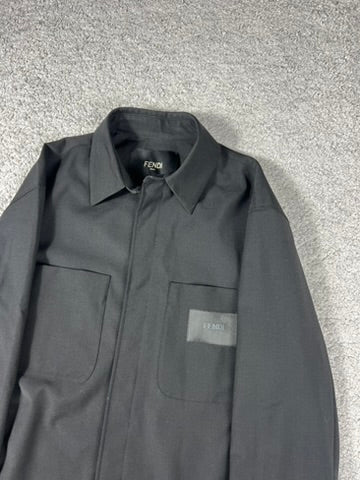 2023 Fendi Logo Patch Black Overshirt