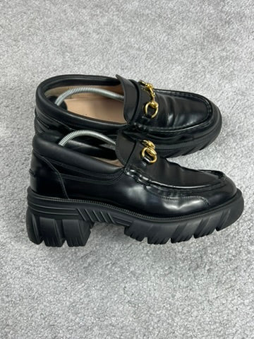 Gucci Horsebit Platform Lug Sole Black Leather Loafers