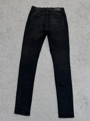 Amiri MX-1 Black Skinny Jeans With Leather Patches Size 31