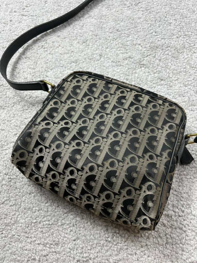 Christian Dior Black Gold Monogram Trotter Canvas Bag