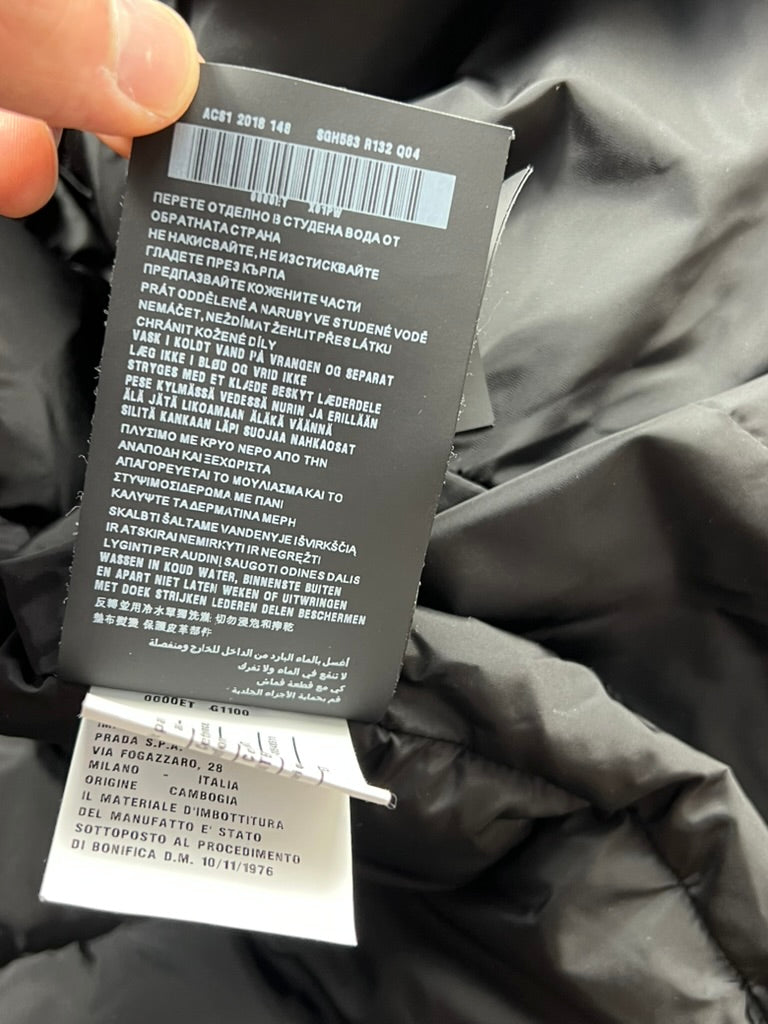 Prada Triangle Logo Down Black Heavy Coat Size M