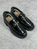 Gucci Horsebit Platform Lug Sole Black Leather Loafers