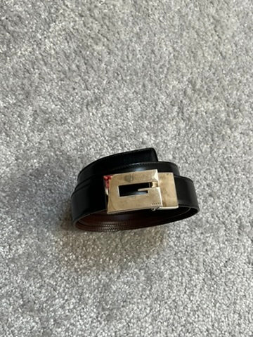Gucci Square G Buckle Black Leather Belt