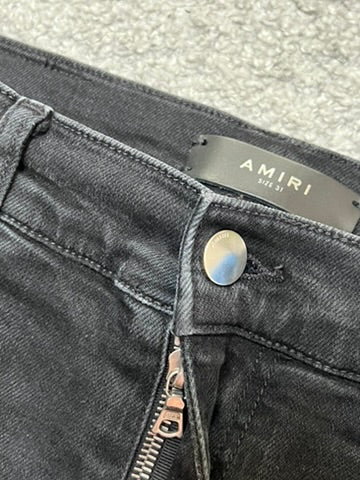 Amiri MX-1 Black Skinny Jeans With Leather Patches Size 31