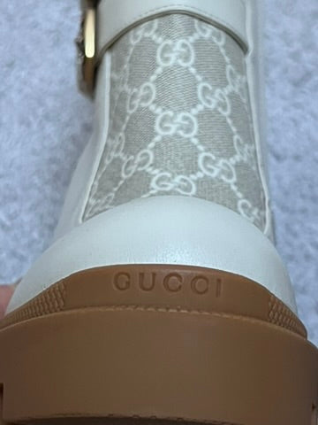 Gucci Kensington Double Buckle Monogram Boots Size 39