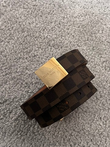 Louis Vuitton Damier Santur Carre Belt Brown Golden