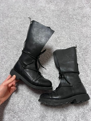 Dirk Bikkembergs Black Combat Square Lace High Boots Size 36