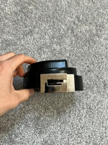 Gucci Square G Buckle Black Leather Belt