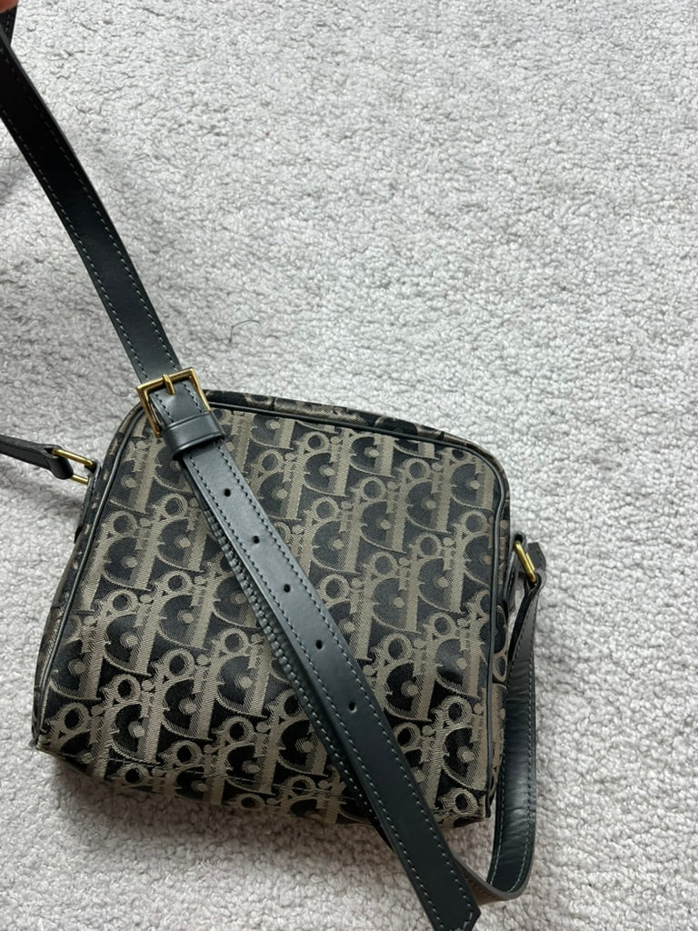 Christian Dior Black Gold Monogram Trotter Canvas Bag