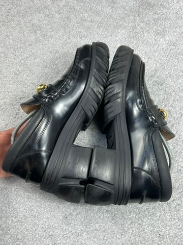 Gucci Horsebit Platform Lug Sole Black Leather Loafers