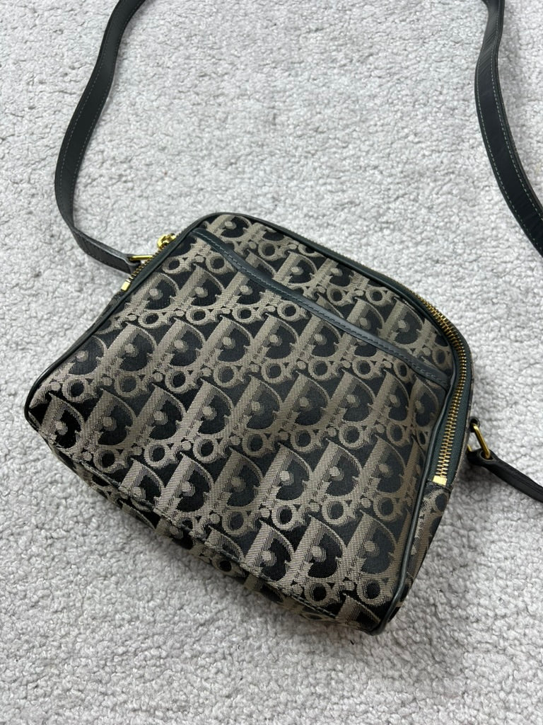 Christian Dior Black Gold Monogram Trotter Canvas Bag