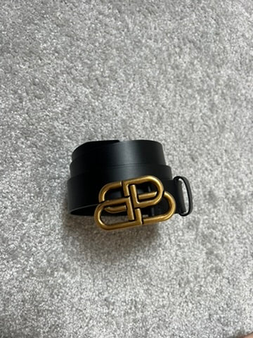 Balenciaga BB Gold Buckle Leather Belt