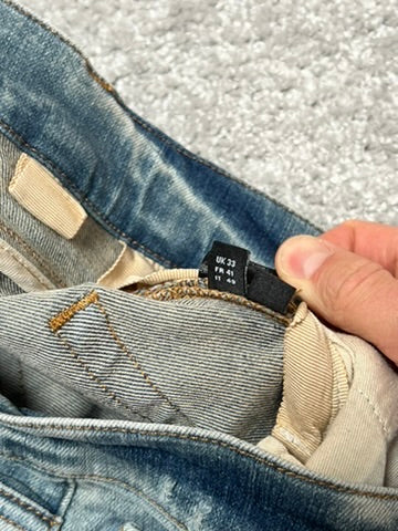 Amiri MX-1 “Dirty Indigo” Red Bandana Patch Jeans