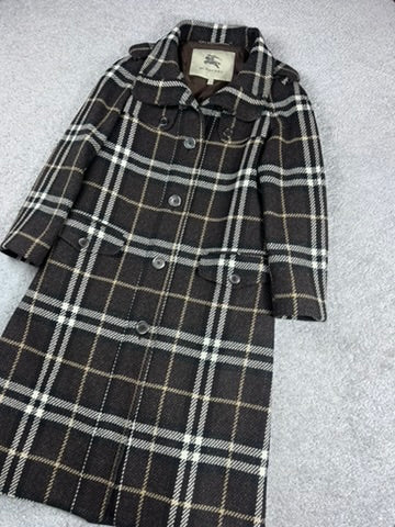 Burberry London Grey Check Wool Coat Size 44