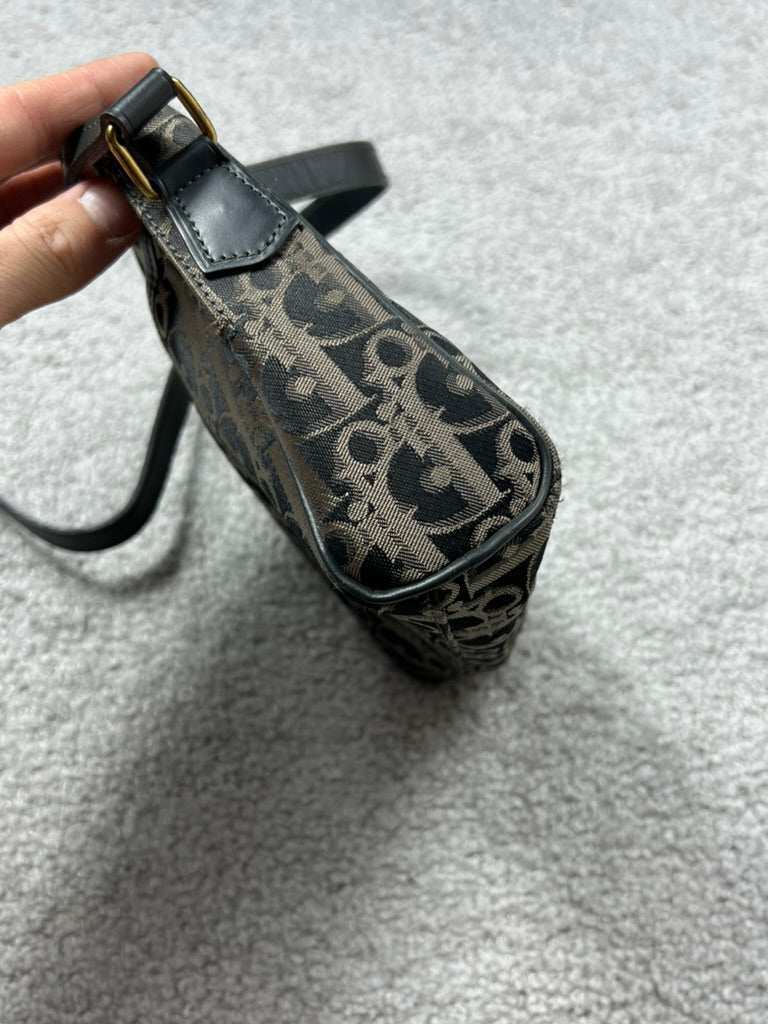 Christian Dior Black Gold Monogram Trotter Canvas Bag