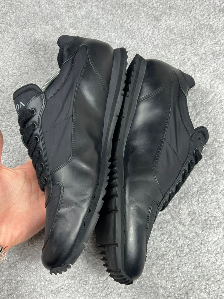 Prada Leather Nylon Black Men’s Trainers Size 10