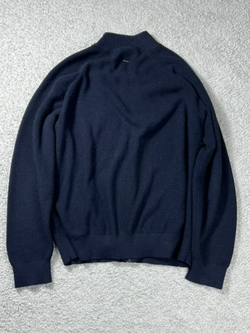 Louis Vuitton Dark Blue Wool Knit Zip Up Sweater Size L