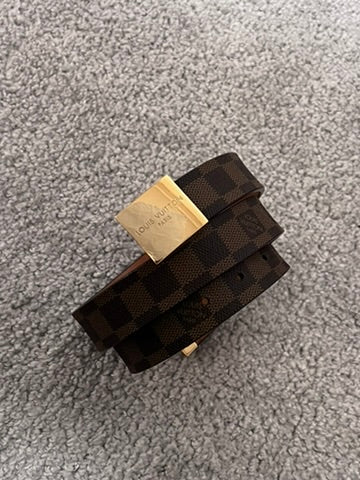 Louis Vuitton Damier Santur Carre Belt Brown Golden