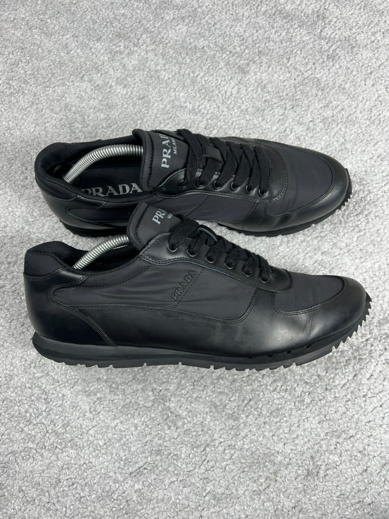 Prada Leather Nylon Black Men’s Trainers Size 10